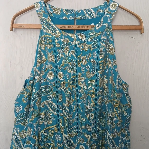 J. Jill Tiered Maxi Dress Light Oceanside Lovely Paisley Floral Teal Dress XL - Picture 4 of 8